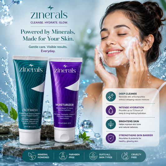 Zinerals Glow Duo | Brightening Face Wash + 72HR Moisturizer | Save ₹79