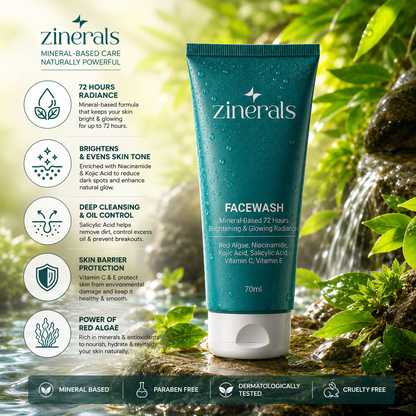 Zinerals AM Essentials | Brightening Face Wash + Daily Sunscreen | Save ₹67